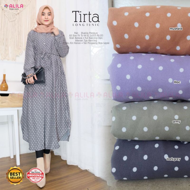 TIRTA LONG TUNIC BY ALILA / TUNIK BERBAHAN SHAKILA PREMIUM MOTIF POLKA DOT