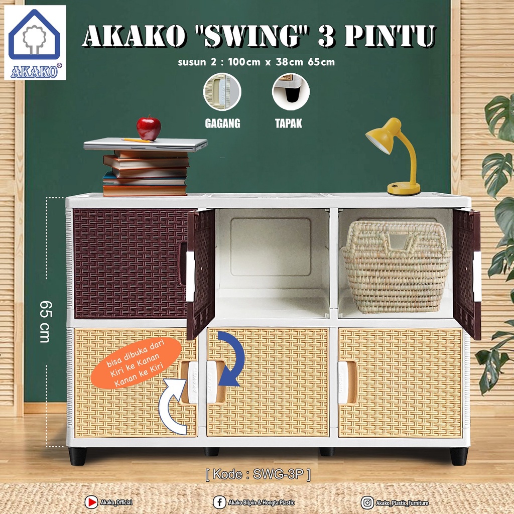 Lemari Plastik Akako Swing 6 Pintu