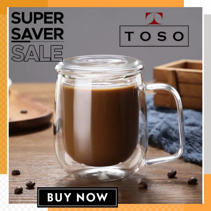 

GELAS DOUBLE WALL 300ML + TUTUP KACA TEH KOPI CUP COFFEE TEA GLASS