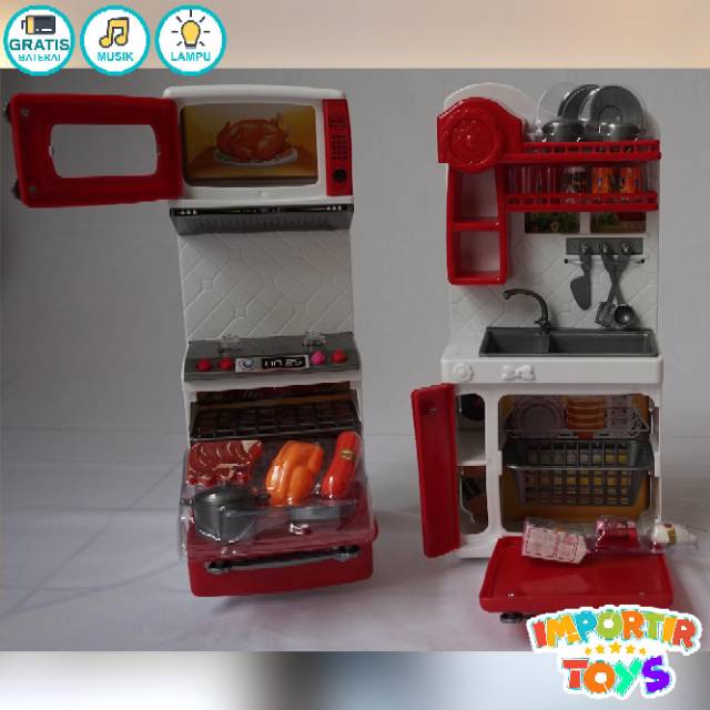 Boneka Lucu dan FULL KITCHEN SET Mainan Masakan (DAPUR DAN WASTAFEL MINI)