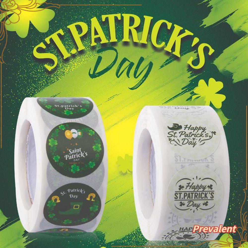 500pcs / Roll Stiker Bulat Dengan Perekat Untuk Festival Stiker Label Desain Patrick 's Day