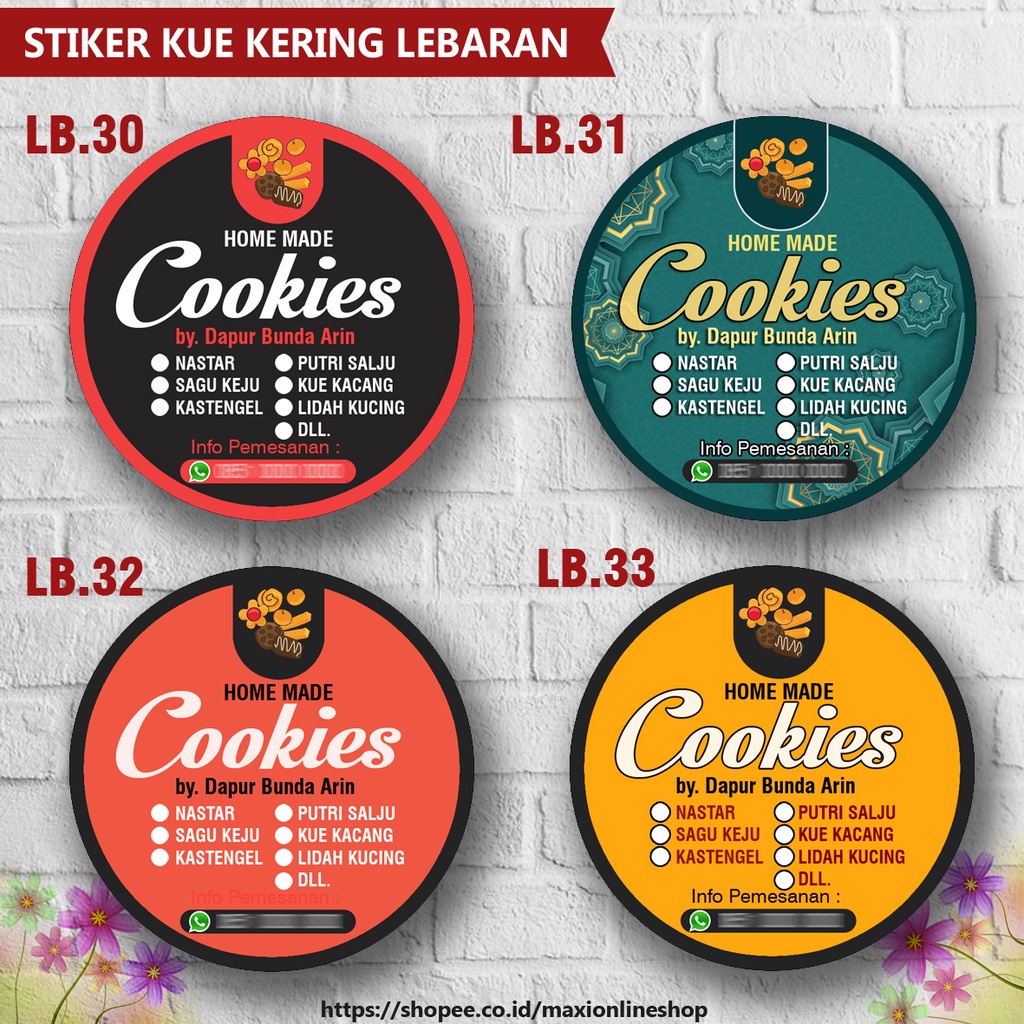 Jual Cetak Stiker Kue Kering Lebaran Cookies Label Kemasan Toples Kue Idul Fitri Bentuk Bulat 8776