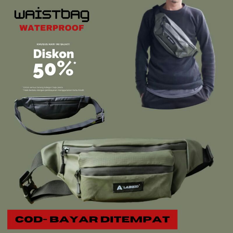 Tas Selempang Pria Waistbag  Anti Air Tas Pinggang pria Waterproof