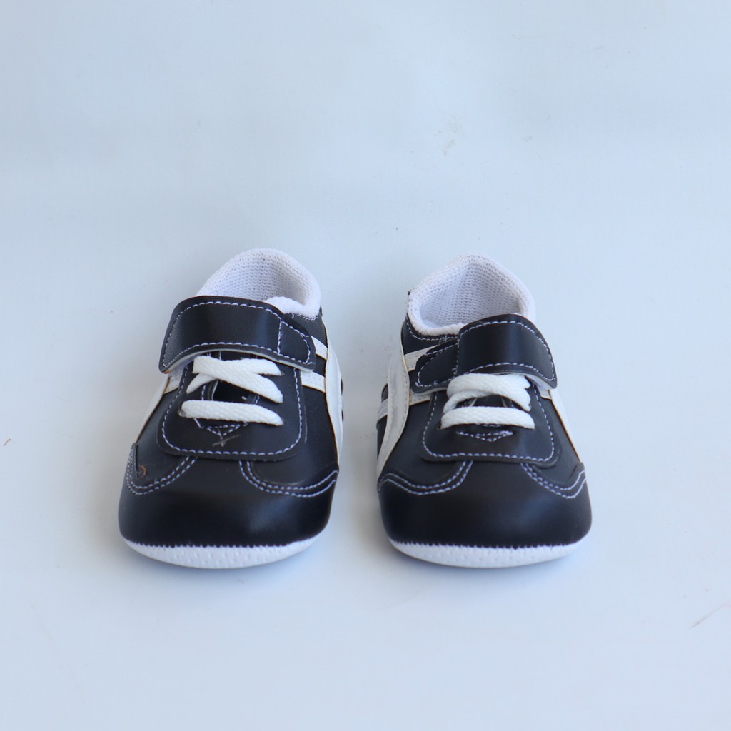 Nuna Store Sepatu Anak Bayi Laki - laki 0 - 12 Bulan Bahan Kanvas kain Motif Sepatu stripe