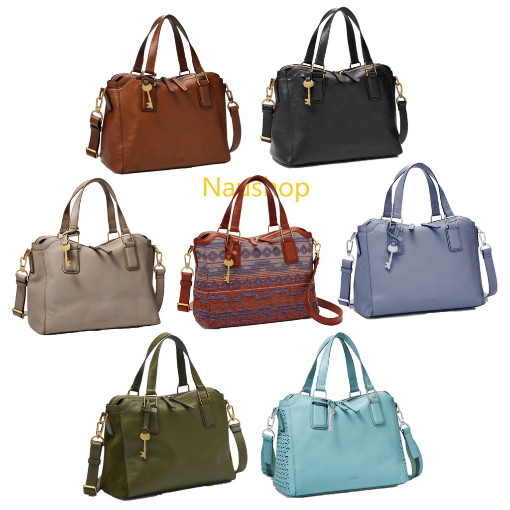 Tas F o s s i l Original Jacqueline Satchel Black Brown Graystone Multi Turquoise Green Moss Light L