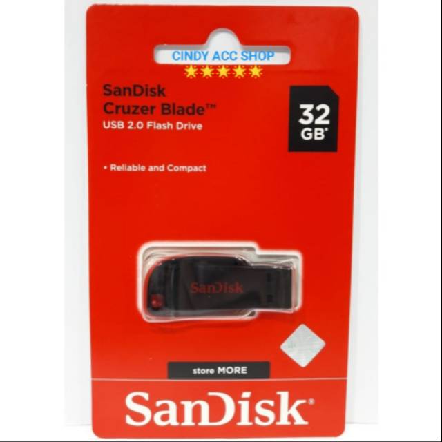 32GB FLASHDISK SANDISK ORIGINAL 32 GB CRUZER BLADE GARANSI RESMI USB FLASHDISK 32GB SANDISK