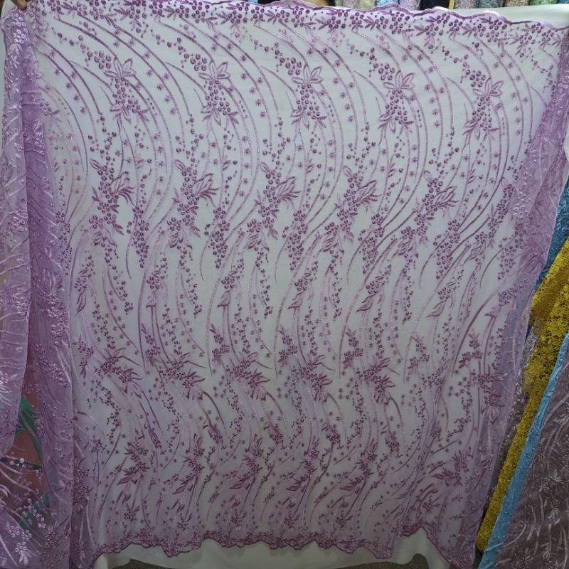 kain Tile Lace Bordir motif gelombang