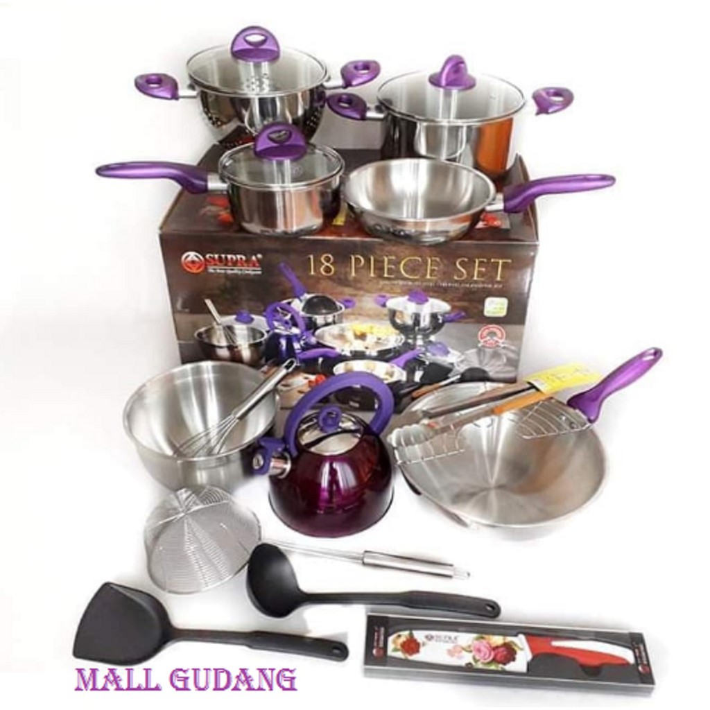 Panci Set Supra 18pcs Stainless Panci Supra 18 Piece Set