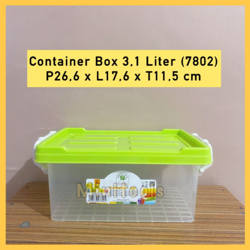 Container Box 3,1 Liter / Kotak Penyimpanan Serbaguna Masker Obat / Green Leaf 7802