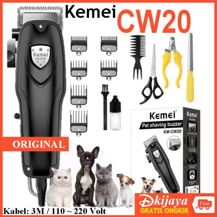 KEMEI CW20 Original Pet Clipper Listrik Alat Cukur Potong Bulu Hewan Anjing Kucing Kelinci KM CW20 KMCW20