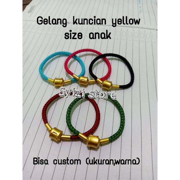 (free stoper) gelang kawat waterproof kuncian kuning 2,5mm (bisa custom)/gelang kawat waterproof/gelang pandora