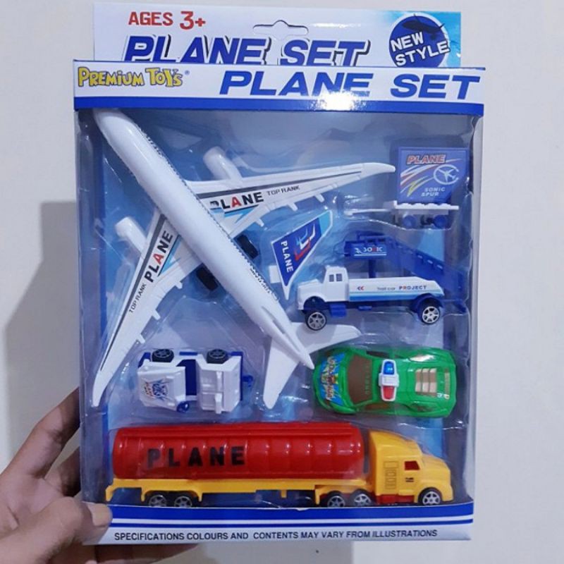Mainan Set Pesawat Kendaraan Airport Plane - Miniatur Mobil Mobilan Bandara