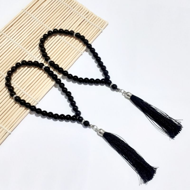 Tasbih Batu Black Onix 33 Butir 8mm