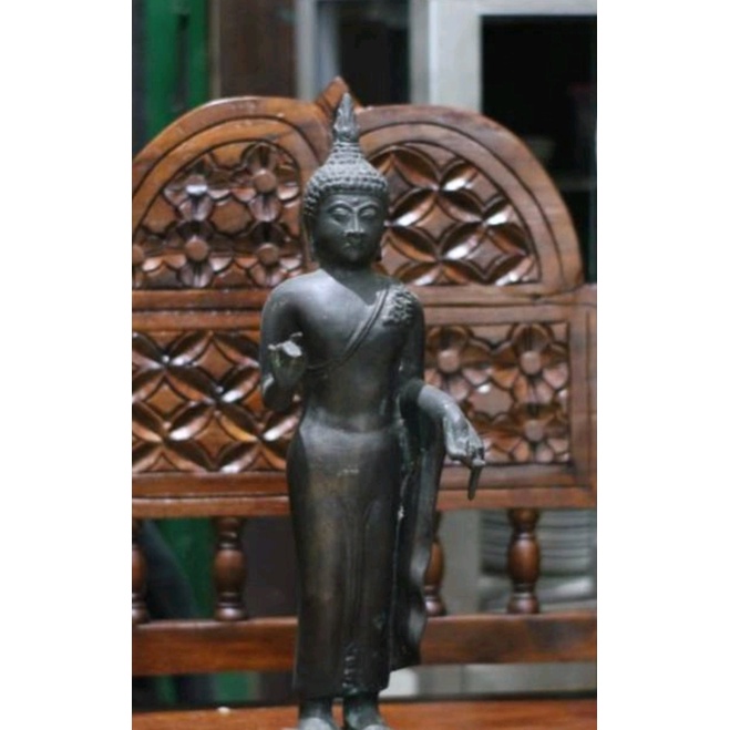 Patung Budha Kuningan Hitam Kehijauan