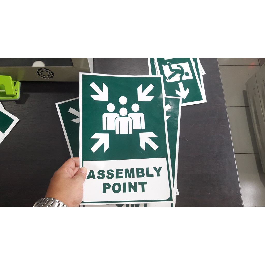 

STICKER ASSEMBLY POINT SAFETY SIGN IMO OUTDOOR TAHAN AIR SURABAYA K3