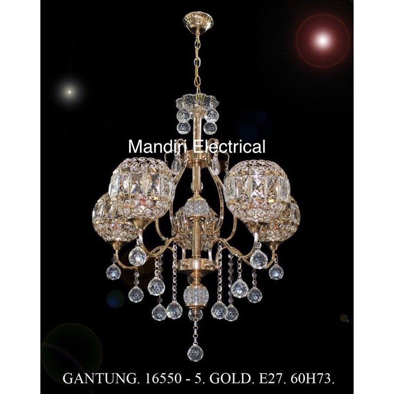 Lampu Hias Gantung Crystal Ruang Tamu 16550-5 CH GD