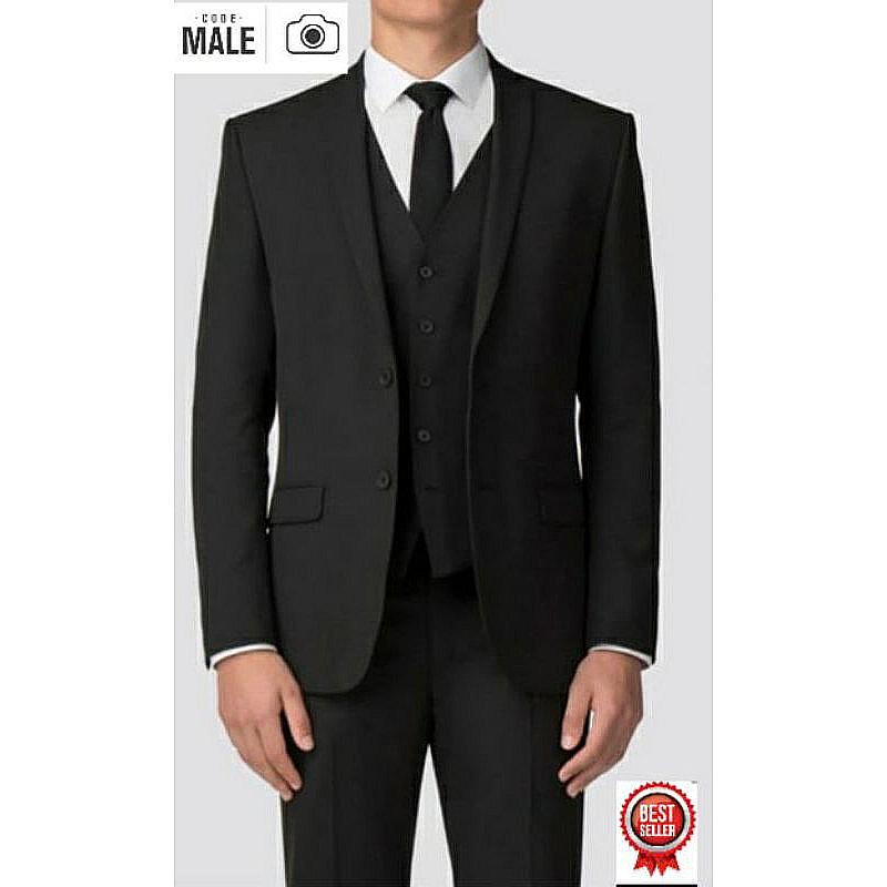 Code Male Jas Blazer Pria Super Black Kancing2 Slim Fit