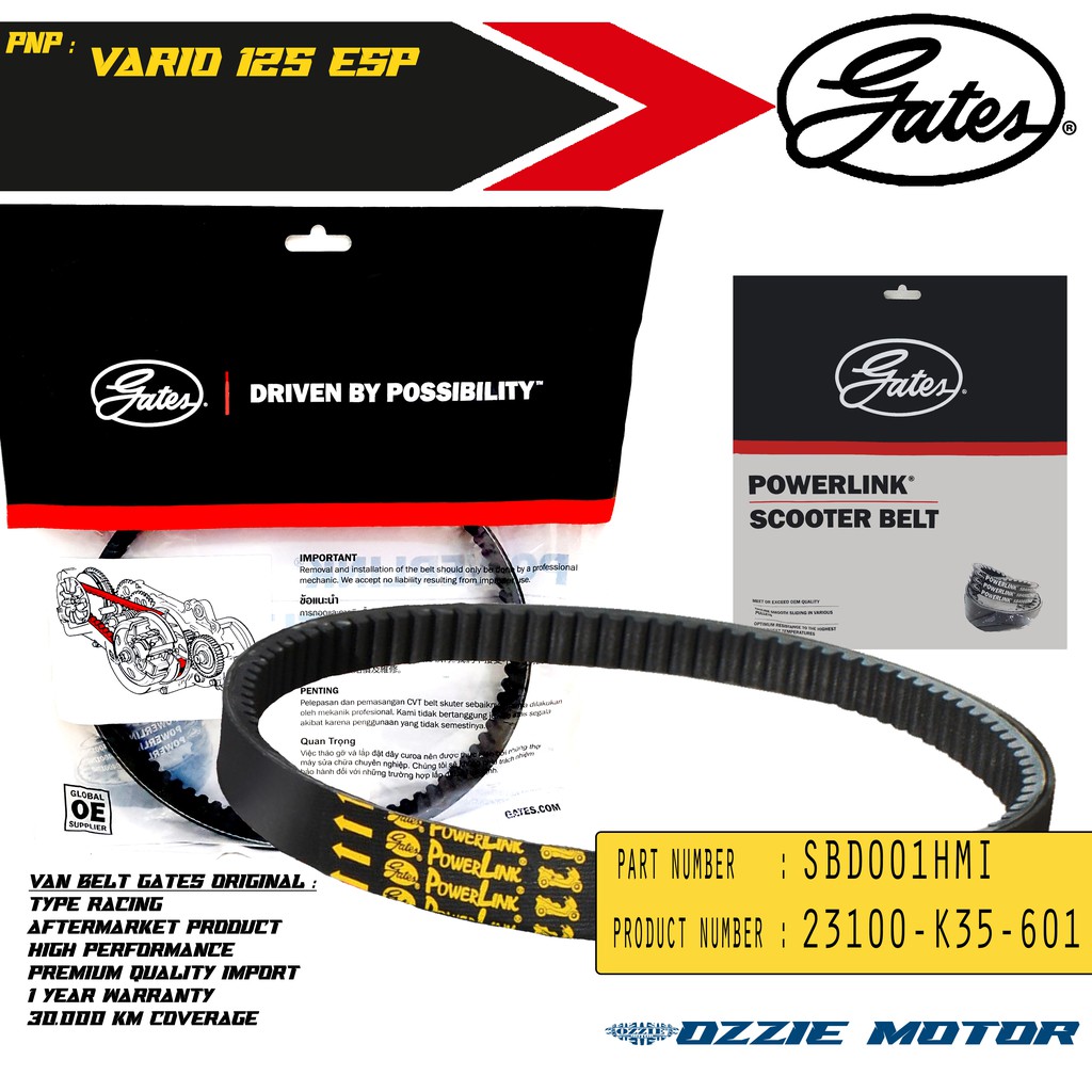 VAN BELT GATES VANBELT V BELT VBELT V-BELT GATES POWERLINK 23100-K35-601 |  SBD001HMI HONDA VARIO 125 ESP VANBELT POWERLINK 100% ORIGINAL