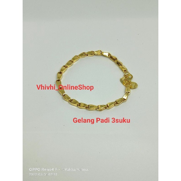 gelang padi lapis emas asli