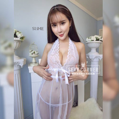 Baju Tidur Seksi / Sexy Sleepwear Lingerie Transparan Putih SL24E