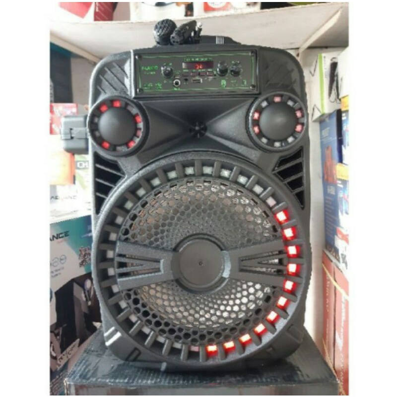 Cod Speaker Metting Fleco F-1089//Speaker Bluetooth Karaoke Free mic+Remot 10inch Bass