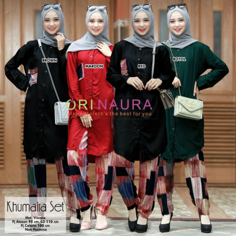 SETELAN TUNIK 2 WARNA KOMBINASI MOTIF RAYON
