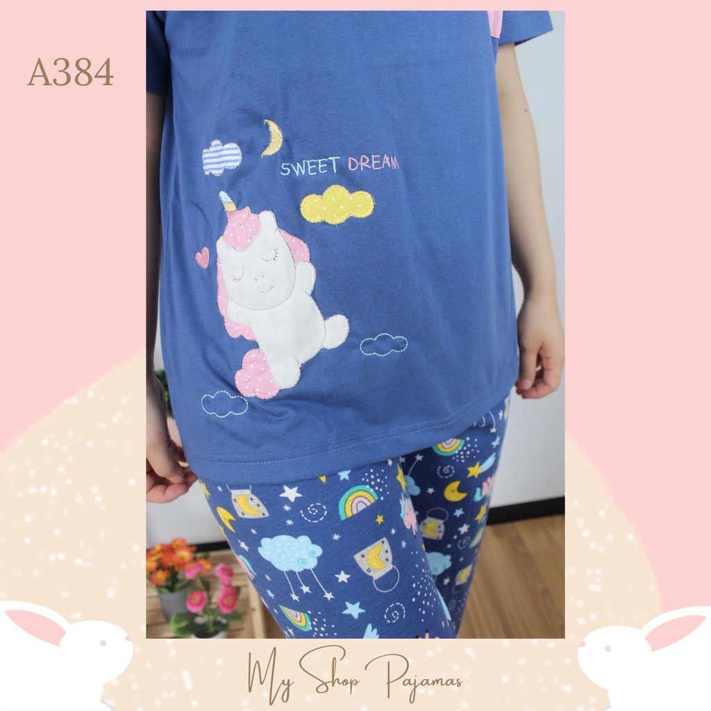 PIYAMA BABYDOLL SLEEPWEAR TANGAN LENGAN PENDEK CELANA PANJANG ANNE CLAIRE / BAJU PAKAIAN TIDUR SETELAN WANITA DEWASA PAJAMAS CP-3