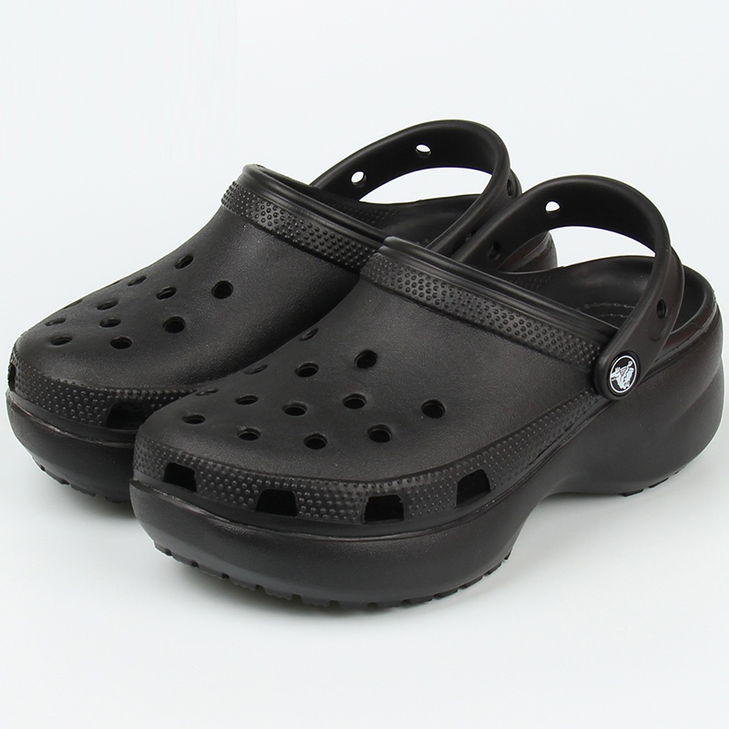 Crocs Classic Platform Clog / Sandal Wedges / Sandal Wanita / Fashion Wanita / Fashion Korea / Sandal Karet - Black