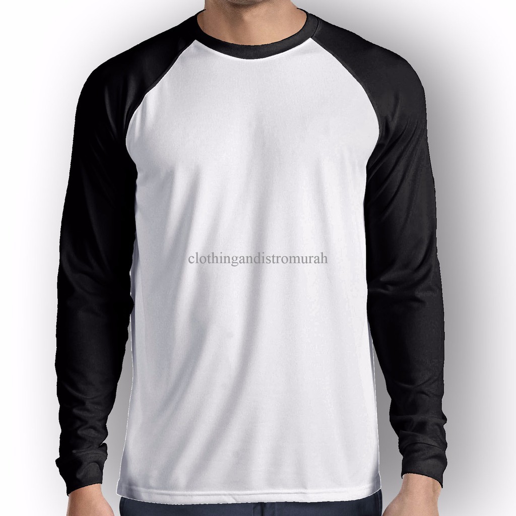 Raglan Polos Raglan Lengan Panjang Putih Kaos Reglan Kaos