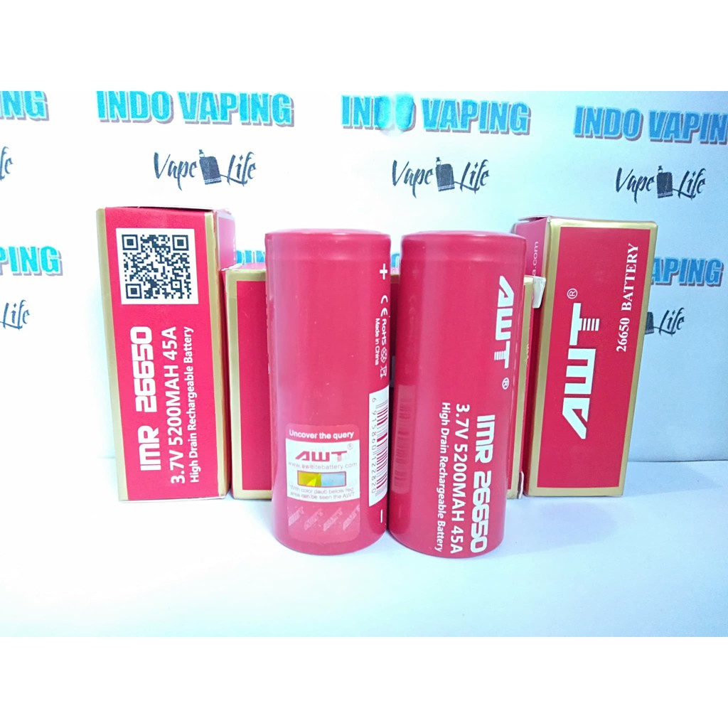 Battery / Baterai AWT 26650 5200 MaH 45A 3.7 V Authentic