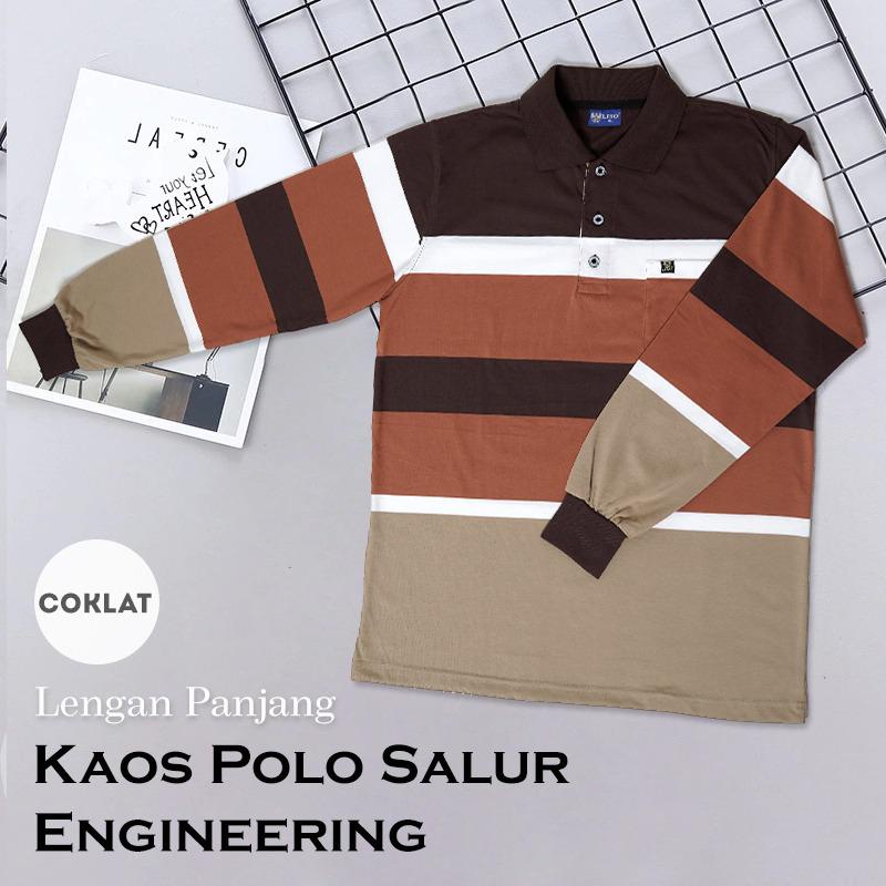 Kaospolos - Kaos kerah motif salur lengan panjang | polo shirt stripe engineering 7881