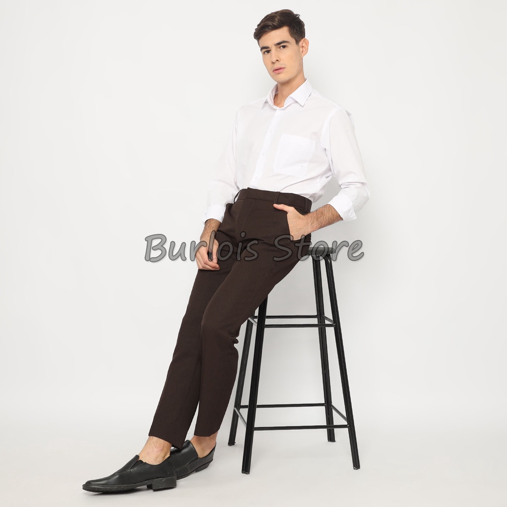 Burlois Store Celana kantor Formal Kerja Bahan Dasar Pria Slim Fit