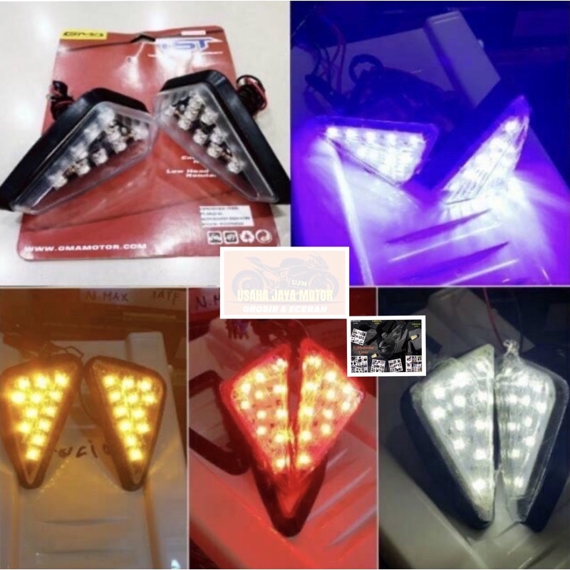 Sen Tempel Lampu Sein Tempel Segitiga LED Universal Buat R15 V2 V3/Cbr150r/Gsx150/Ninja250 Karbu/R25