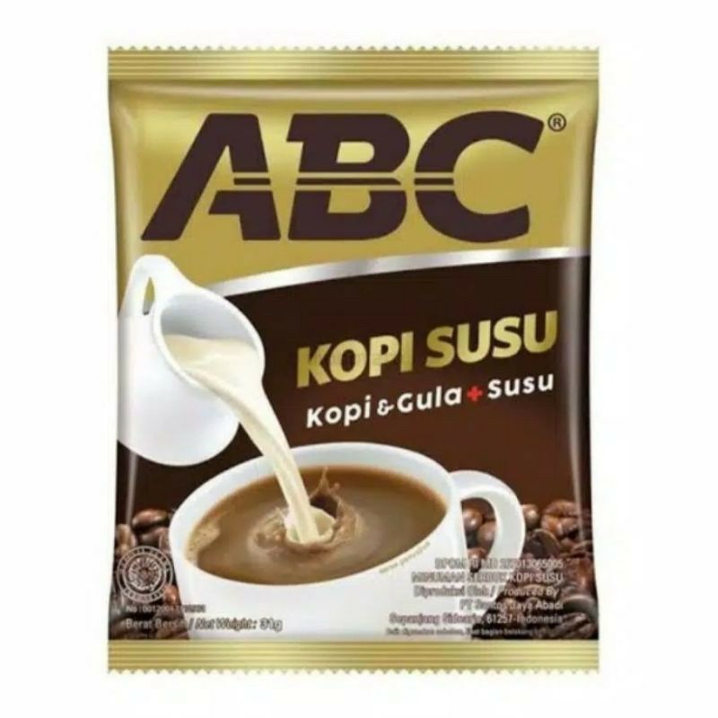 

ABC Kopi Susu (Kopi&Gula+Susu) Instan 1.Renceng / 10.Sch x 31gr