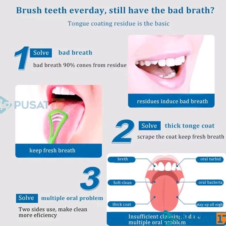 PEMBERSIH LIDAH / SIKAT LIDAH KUALITAS 2 FUNGSI / TONGUE CLEANER SCRAPER FOOD