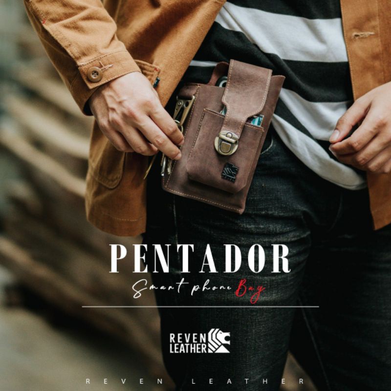 Tas Pinggang Hp Pria Waistbag Waist Bag Army Tempat Smartphone dan Dompet Tas Selempang Kulit Asli Multifungsi For Handphone 100% Kulit Sapi Asli