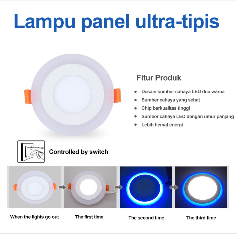 Golden LED LAMPU DOWNLIGHT LED 2 WARNA 6WATT DOWNLIGHT PANEL/Putih/Kuning Lampu Plafon LED