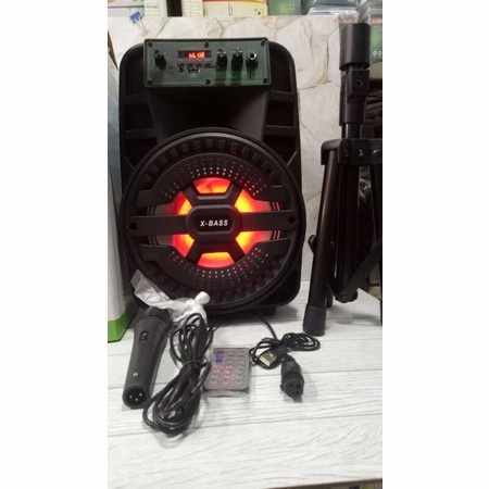 COD SPEAKER BLUETOOTH FLECO 8'5 INCH F-8807 LED PLUS MIC KARAOKE + REMOTE KONTROL + STAND SPEAKER//SPEAKER FLECO X-BASS//SPEAKER SALON AKTIF//SPEAKER KARAOKE