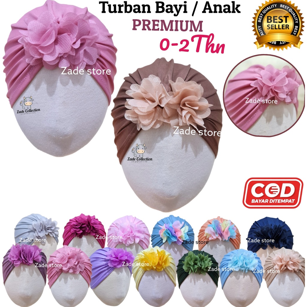 Turban Bayi PREMIUM turban anak 0-3thn kupluk bayi Bunga ciput bayi topi turban anak perempuan kerudung bayi murah penutup rambut anak newborn jilbab anak baru lahir balita TRB-22