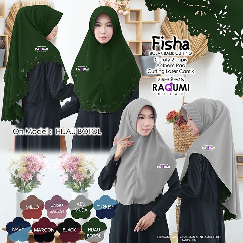 FISHA ORIGINAL RAQUMI HIJAB | new Raqumi Hijab | Khimar Raqumi | Khimar 2 Lapis | Bolak balik