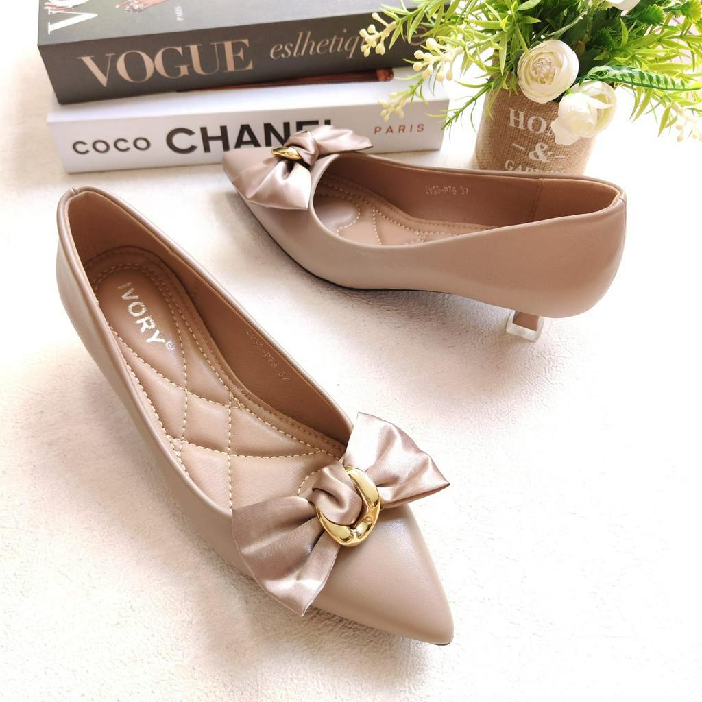 IVORY Sepatu Wanita Kitten Heels Import Pita 4cm IV35-P78