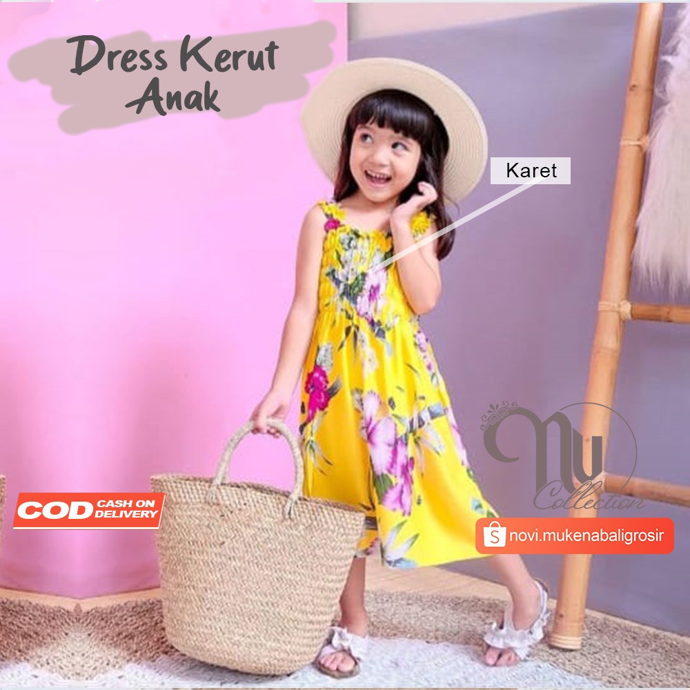 BAJU ANAK DRESS / ATASAN KERUT ( DASTER KERUT UMUR 1 - 3 TAHUN DAN 4 - 6 TAHUN )