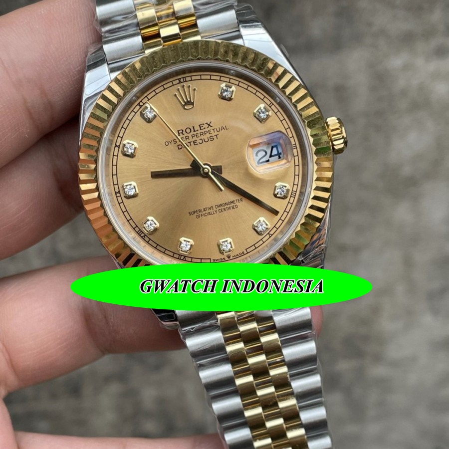 Flash Sale  Jam Tangan Analog Rolex Datejust Diameter 41mm 126333 SS/YG 904L Champagne Dial A3235 1: