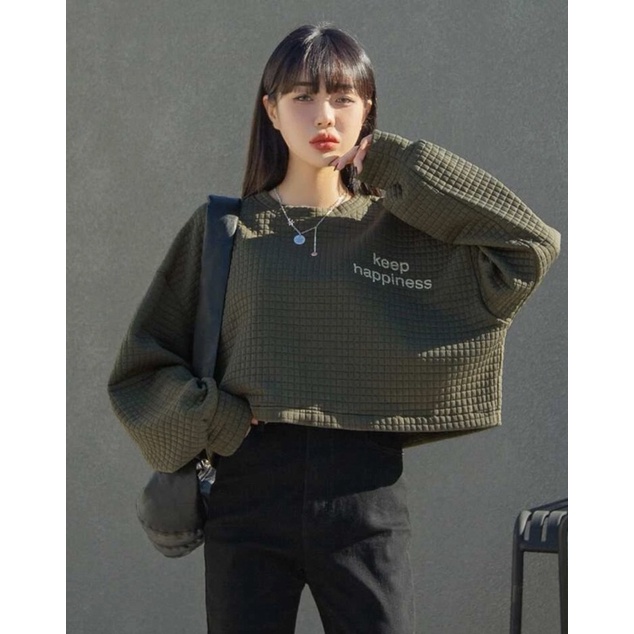SWEATER CROP - KOREAN SWEATER- SALVIA SWEATER