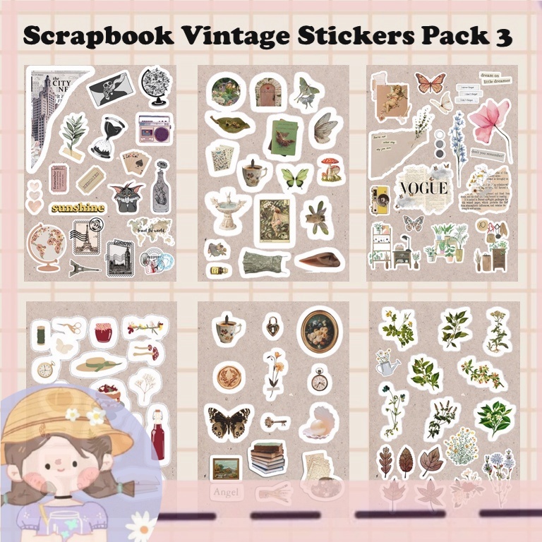 

PROMOScrapbook Jurnal Vintage Stickers 3 stiker scrapbook jurnal vintage aesthetic sticker