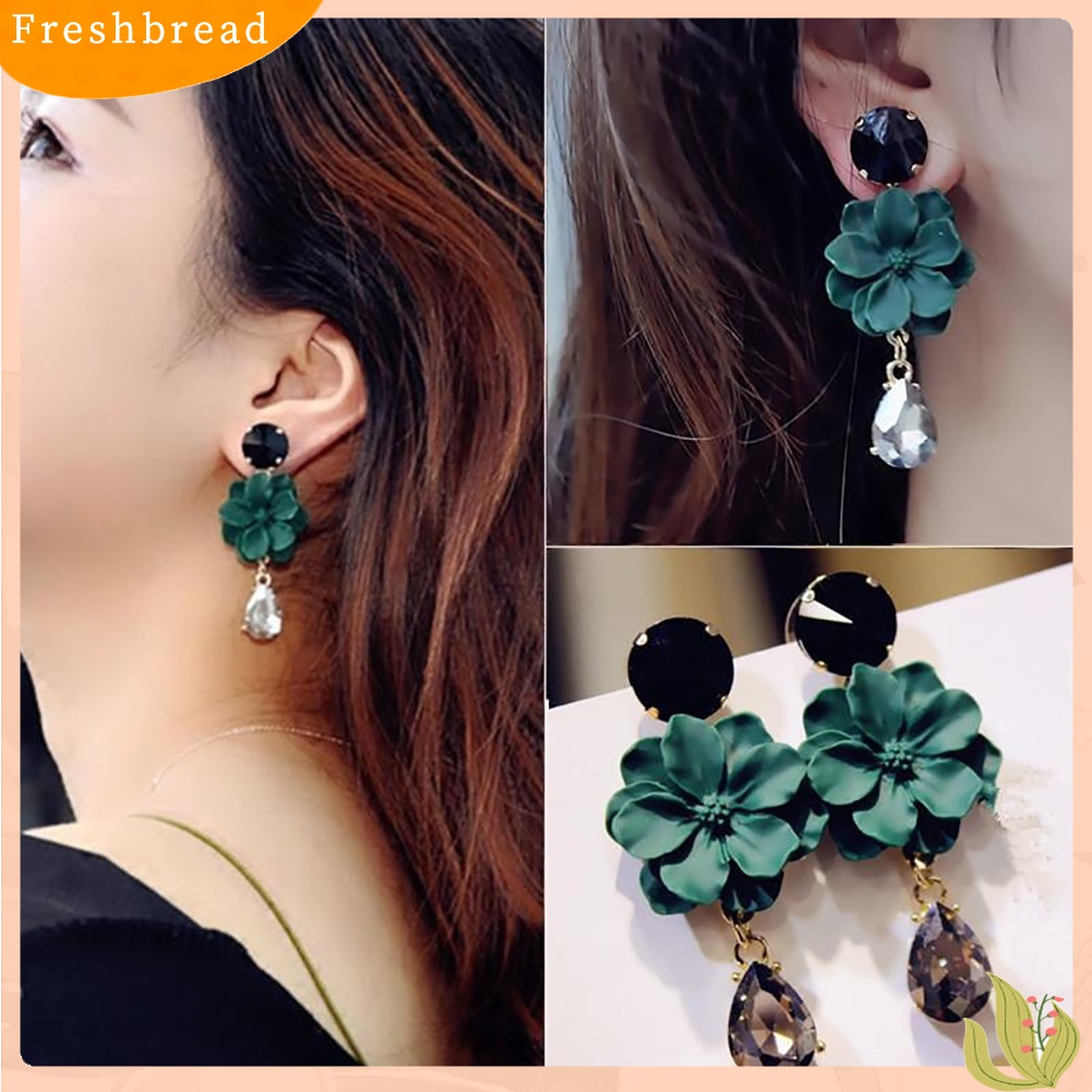 【Fresh】❀Vintage Women Long Flower Drop Pendant Eardrop Banquet Cocktail Party Earrings