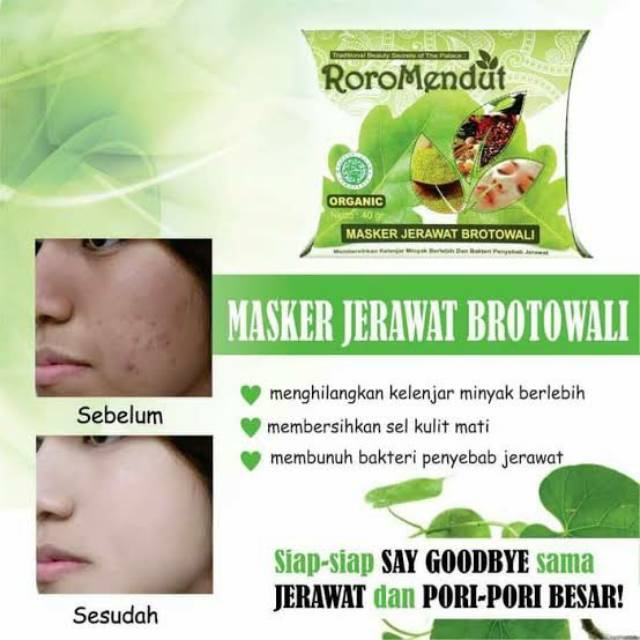 Roro Mendut Masker Jerawat Brotowali kecil 20gr/besar 40gr