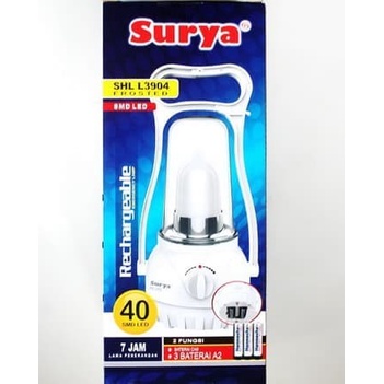 Surya Lampu Emergency Petromak SHL L3904x Frosted SMD 40 LED With Dimmer Switch Rechargeable 7Hours