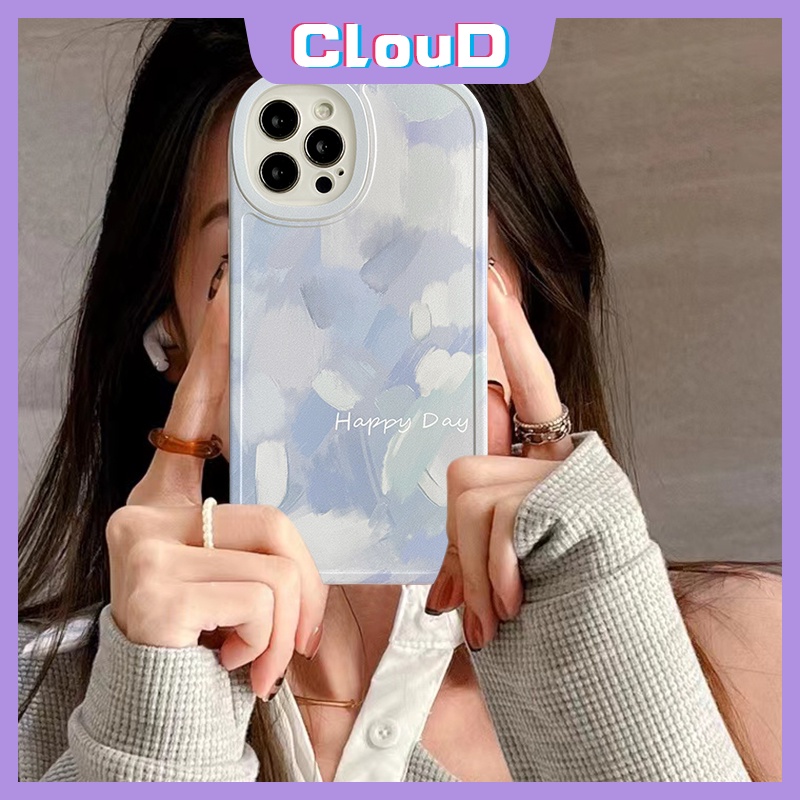 Ins Case Realme C53 9i C25s C35 C25Y C21Y C21 C25 C11 C31 C12 8i 7i C15 7 6 5s 6s 8 8pro C3 6i 5 C17 C20A C20 Case Retro Tinta Biru Lukisan Oval Pelindung Lensa Anti Jatuh Lembut Sarung