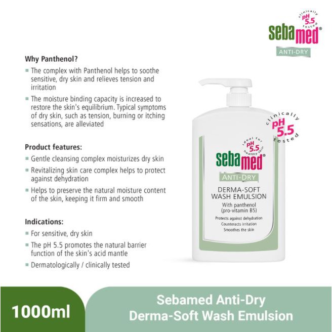 ☘️Yuri Kosmetik☘️ Sebamed ANTI-DRY Derma-Soft Wash Emulsion 1000ml